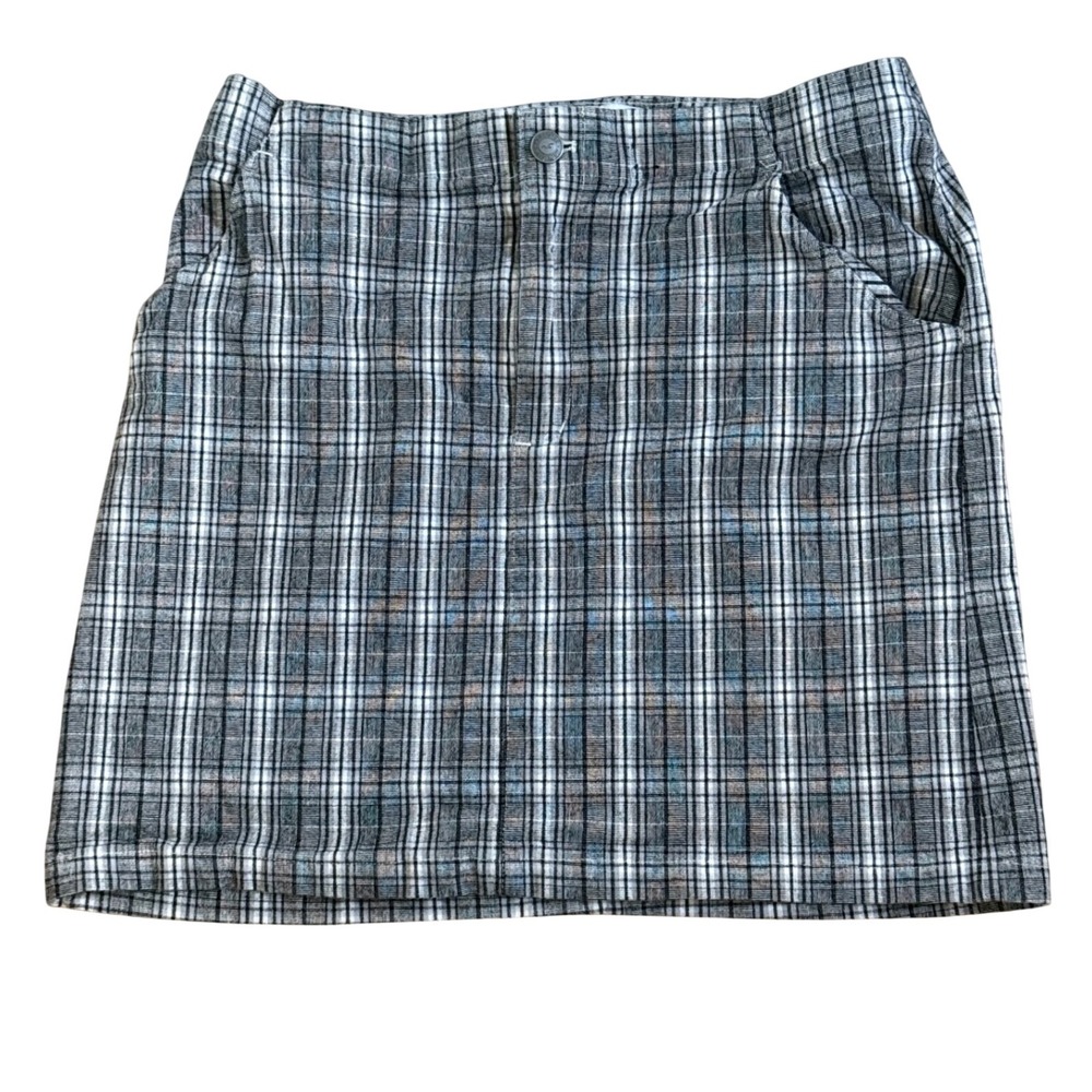 Hollister Grey Plaid Mini Skirt Women Medium A-Line Pockets Casual Preppy